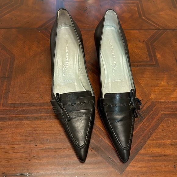 Sigerson Morrison Black Leather Kitten Heels - Picture 2 of 9